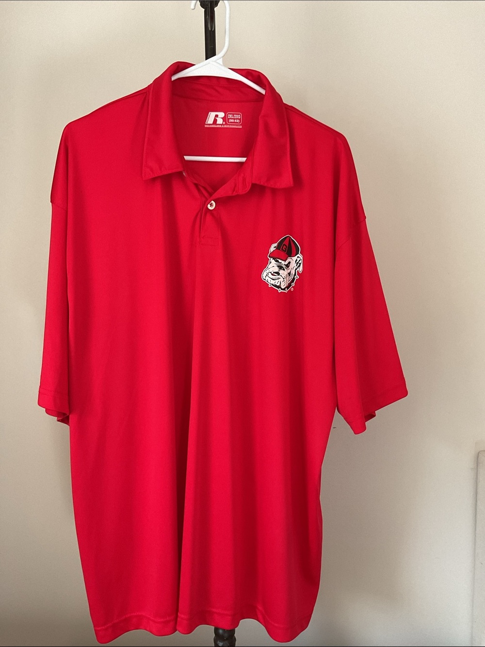 NWOT/ Russell Athletic Bright Red Short-Sleeve Jersey with Bulldog Patch